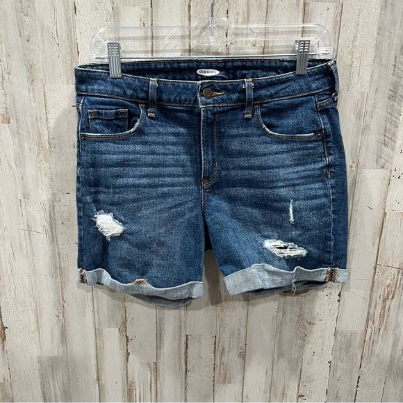 Old Navy Slim Midi Cuffed Distressed Shorts Beach Tree - Picture 1 of 8